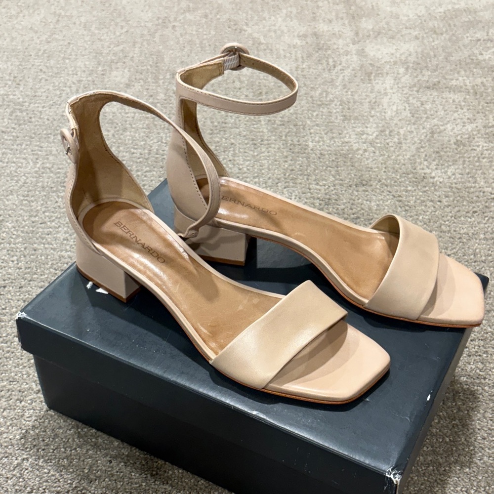 Bernardo Nude Ankle Strap Heels